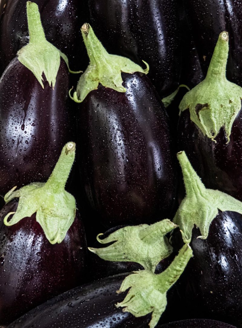 Particolare di melanzane Verde Toscana.