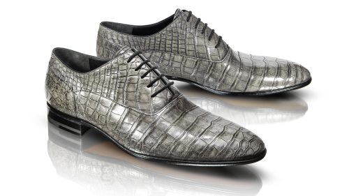 SHOES&REPTILE scarpe linea Dario Zanco in pelle grigia.