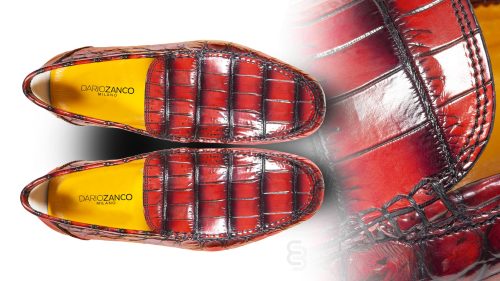 SHOES&REPTILE scarpe linea Dario Zanco rettile rosso.